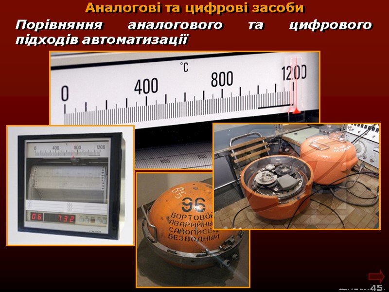 М.Кононов © 2009  E-mail: mvk@univ.kiev.ua 45  Порівняння аналогового та цифрового підходів автоматизації